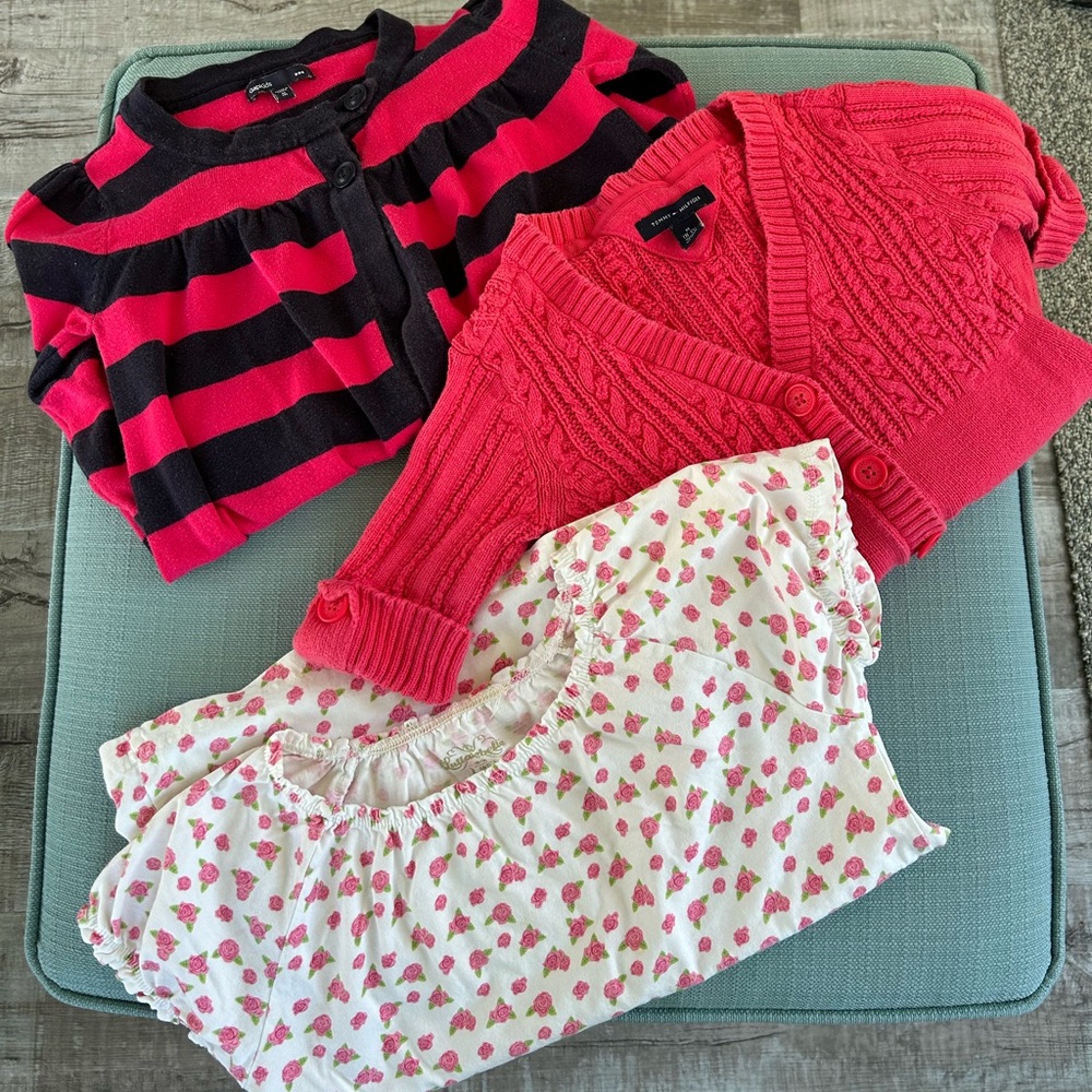 Bundle of Girls’ Cardigans and top from GapKids & Tommy Hilfiger - size 8 medium